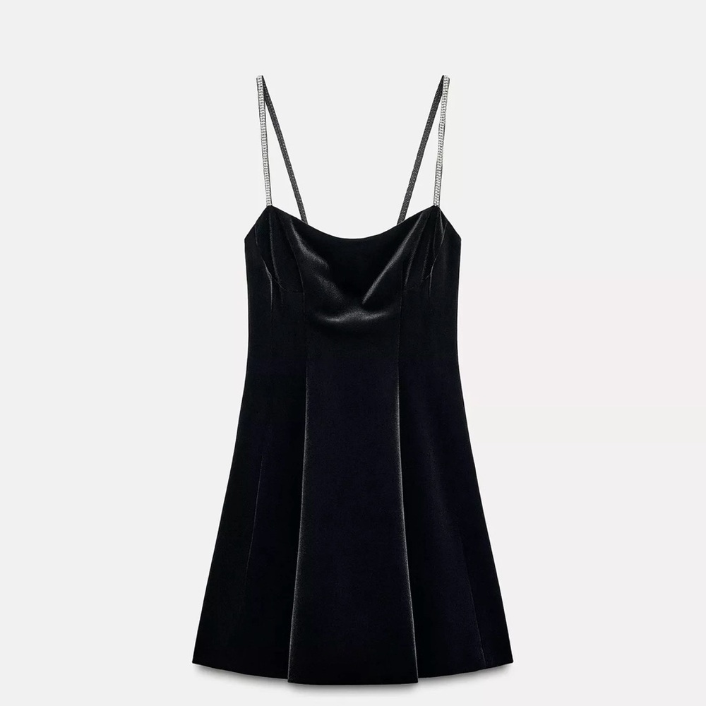 Zara Black Velvet Mini Dress